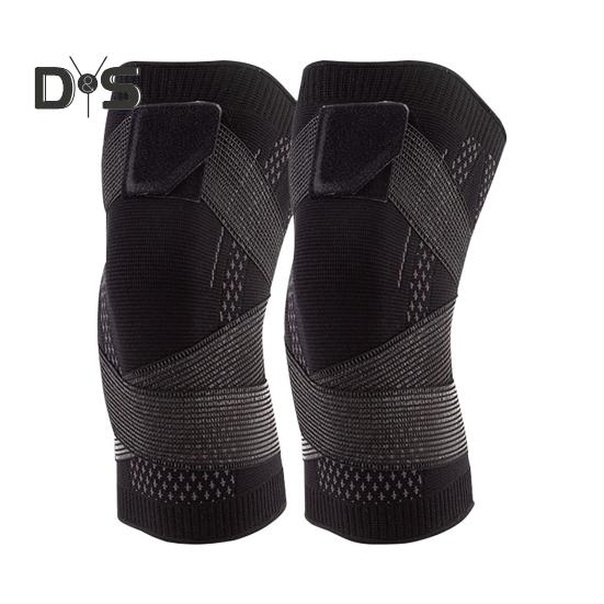 2 шт. наколенник для мужчин и женщин, регулируемый компрессионный спортивный наколенник, наколенник, облегчение сухожилия надколенника, рукав для бега, волейбола L чёрный